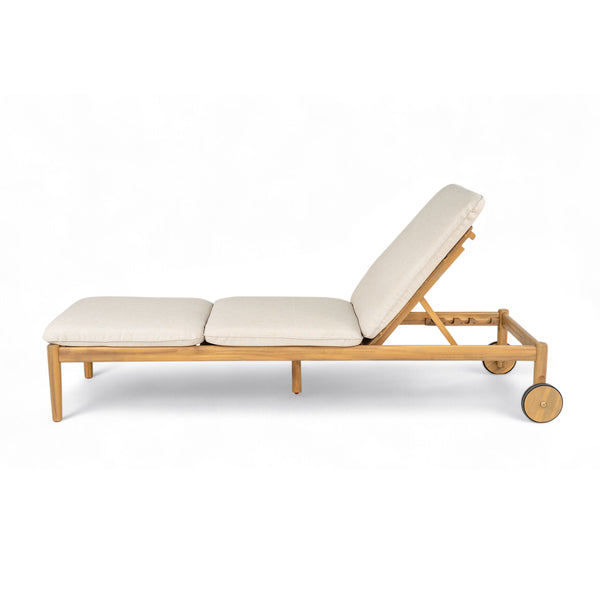 English Elm Christopher Knight Home® - Riviera Acacia Wood Chaise Lounges Set of 2 with Wheels – Beige Light Teak, Polished Edges, Stable Cylindrical Feet for Garden Comfort and Safety N775P287338T