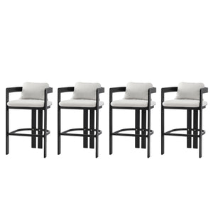 English Elm Pula Outdoor Aluminum Counter Stools with Cushions Powder Coated Patio Set of 4 N775P361567G-S4