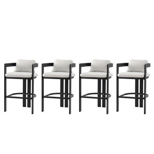 English Elm Pula Outdoor Aluminum Counter Stools with Cushions Powder Coated Patio Set of 4 N775P361567G-S4