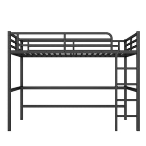 English Elm Metal Queen Size Loft Bed With Integrated Desk, Led Lighting, Power Outlet & Space-Saving Design W1580S00182