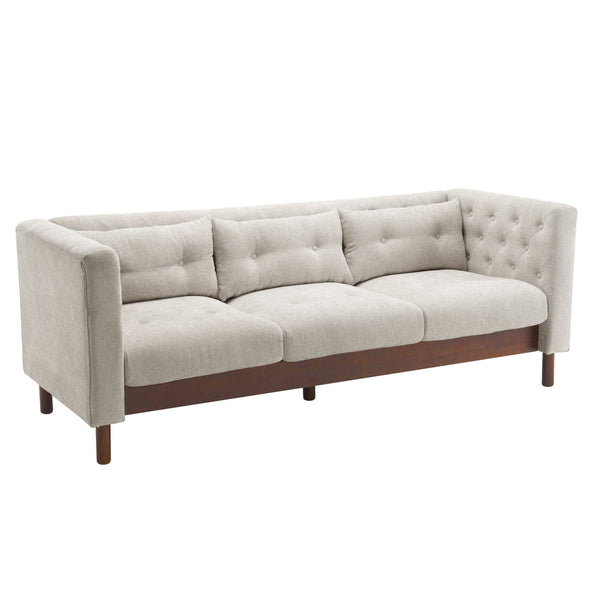 English Elm Christopher Knight Home® - 78" Upholstered Sofa with Tufted Linen-Like Fabric, Deep 19" Seat, Sturdy Rubber Wood Legs, 900lb Capacity Gray+Beige N763P243921A