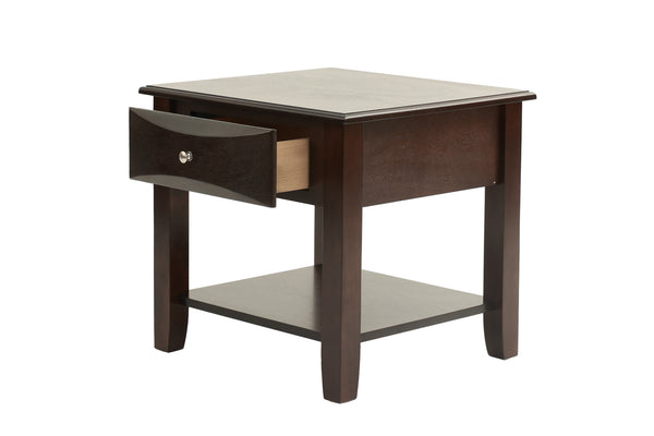 English Elm Simple Contemporary End Table with Walnut Veneer Top and Solid Rubberwood Legs, Square 22" Accent Table Antique Black,Espresso 11 L x 24 W x 27 H HSESF00F6388