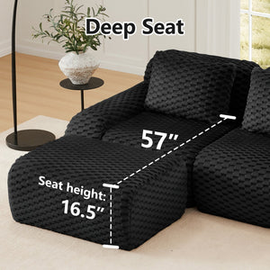 English Elm 114" Oversized U-shaped Sectional Sofa Flannelette Modular Living Room Couch with Ottoman W714S01534