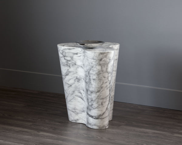 Sunpan Ava Contemporary Side Table - Unique Concrete Design with Eye-Catching Finish for Any Space Marble Look