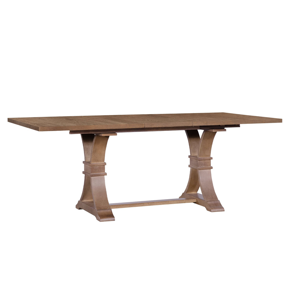 English Elm 63.00"-78.75" Extendable Farmhouse Dining Table Rubberwood X-frame Base Seats Eight Walnut N771P347924T_N771P347925T