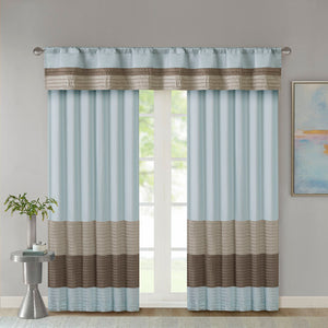 JLA Home Madison Park - Polyoni Pintuck Window Valance with Lined Striped Texture, Tailored Fullness & Easy Rod Pocket Blue MP41-2229