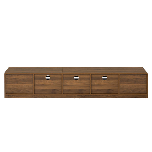 English Elm 70 Inch Walnut Media Console Low Profile Tv Stand with Soft Close Flip Doors N710P374711P
