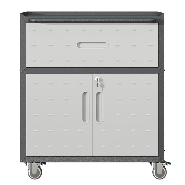 English Elm Sturdy Rolling Steel Garage Cabinet with Locking Doors One Drawer and Caster Wheels T2398P222833