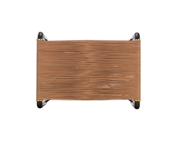 Sunpan RIZ Stool - Handcrafted Tan Leather Accent with Black Steel Frame & Gold Accents for Modern Elegance 110706