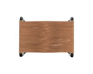 Sunpan Riz Stool - Intricate Design with Gold Accents, Perfect for Living Room or Bedroom Spaces Tan Leather