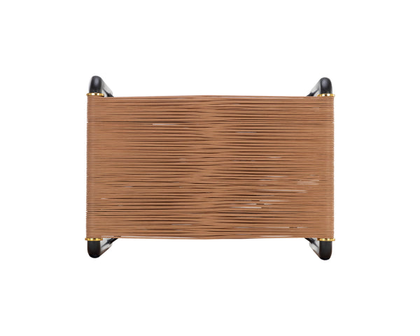 Sunpan Riz Stool - Intricate Design with Gold Accents, Perfect for Living Room or Bedroom Spaces Tan Leather
