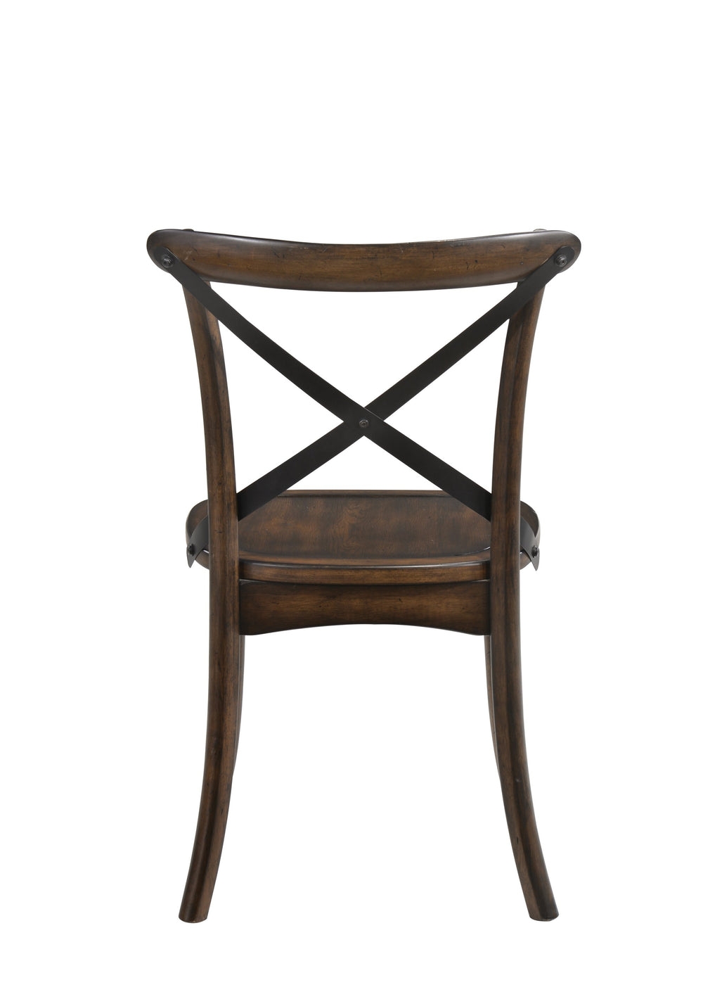 English Elm Kaelyn Dark Oak Side Chair Set of 2 with Black X Metal Backrest — Rustic-Industrial Dining Seating B2726P255758
