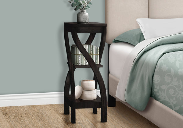 English Elm Accent Three-Tier Accent Table with Six Open Display Shelves for Living Room, Bedroom, Modern Design Espresso 36 L x 17 W x 4 H B2710P219054