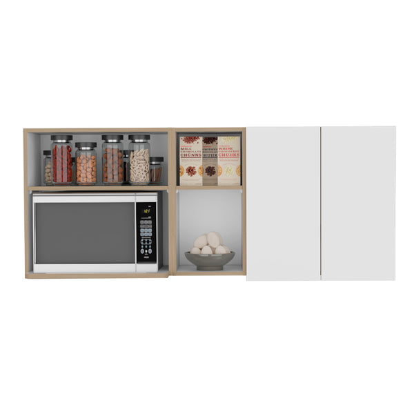 English Elm Nucla Wall Cabinet in White & Light Oak — Engineered Wood, Multi Compartments, Stylish Kitchen Storage B092P286136