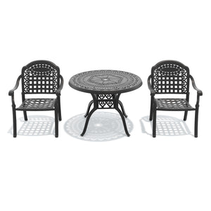 English Elm 3-piece Cast Aluminum Bistro Set Ornate Patio Furniture with Weather Resistant Cushions W1710S00629