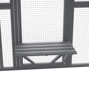 English Elm Cat, Cat Outdoor Wooden Enclosure with Seven Platforms Resting Boxes and Waterproof Canopy W1598S00040