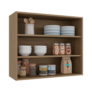 English Elm Chinle Three Tier Open Wall Cabinet Melamine Shelving for Kitchen Pantry Storage B128P485404