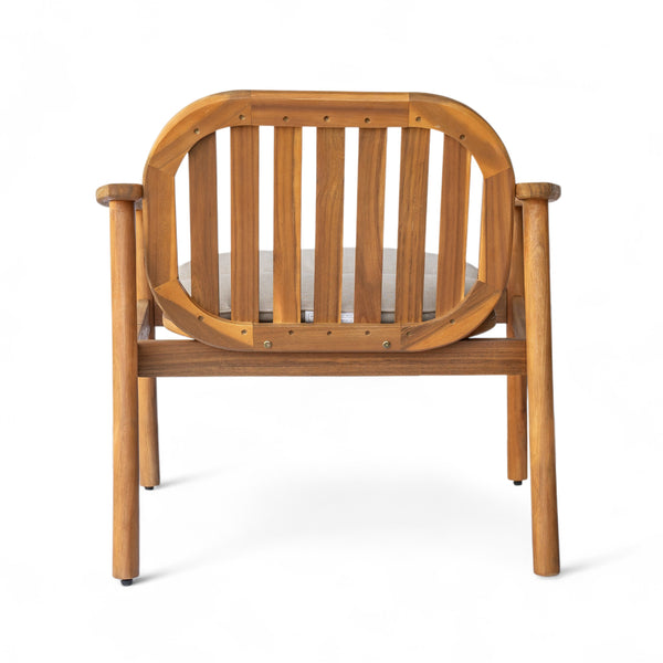 English Elm Christopher Knight Home® - Meja Teak Club Chair Set of 2 with Beige Cushions — Acacia & Eucalyptus Wood, Sleek Outdoor Design N775P282498T