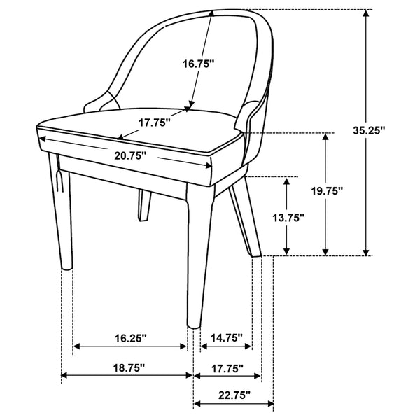 English Elm Blakely Beige Upholstered Dining Chairs Set of 2 — Retro-Molded Backs, Padded Seats, Ash Finish Frames B062P375522