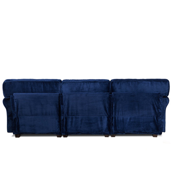 English Elm 94" Corduroy Three Seater Sofa Deep Cushioned Solid Wood Frame Modern Living Room Couch Blue W2715S00009