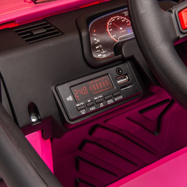 English Elm 24v Kids Electric Ride on Car with Parental Remote Rear Suspension and Bluetooth Audio Pink W1578P228744