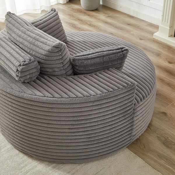 English Elm 55'l Chenille Round Sleeper Chair Fluffy Sculptural Seat for Living Room or Bedroom Grey W834P401583