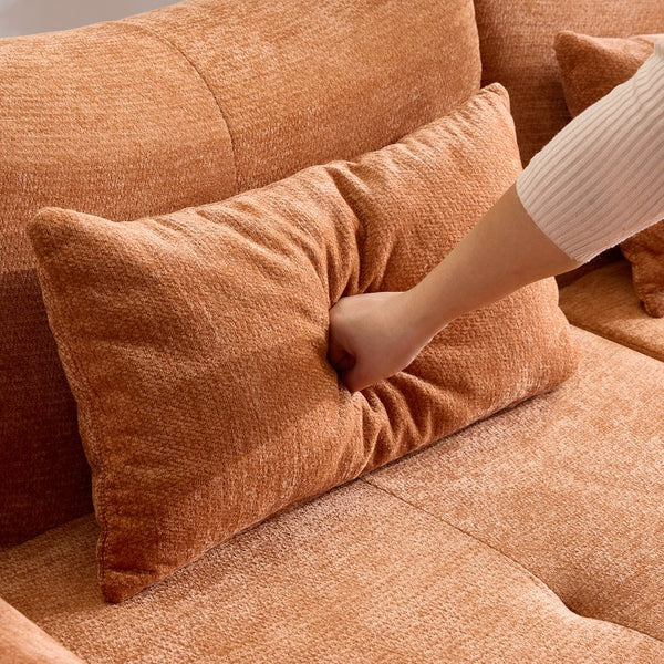 English Elm Modular Cloud Sectional Sofa Bed with Flannelette Upholstery for Flexible Living Orange W1829S00078