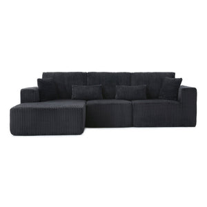 English Elm 109'' Modular L-shape Sectional Corduroy Couch Deep Seat No Assembly Living Room W1117S00310