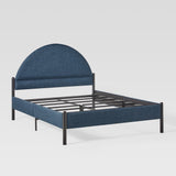 Queen Metal and Upholstered Bed with Arched Headboard Blue GASB5CBU Walker Edison