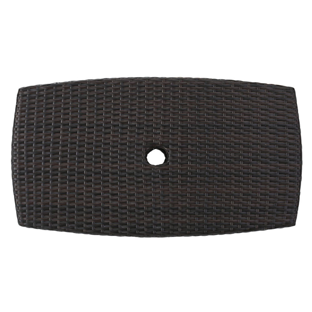 English Elm Christopher Knight Home® - BERKELEY Rattan Wicker Side Table with Iron Frame — Weather-Resistant Outdoor Accent Table, 35" Brown Multi 59109.00