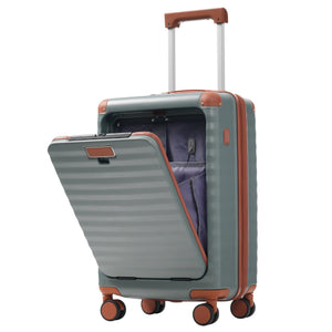 English Elm Luggage 5 Piece Abs Hardshell Travel Set with Usb Port Spinner Wheels and Tsa Lock Grey Green N732P265290Y