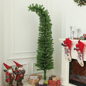English Elm Homcom Slim Pencil Artificial Tree 6ft Whimsical Curled Top 400 Bendable Branch Tips W2225P229565