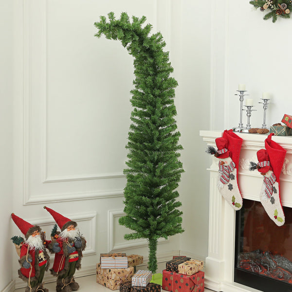 English Elm Homcom Slim Pencil Artificial Tree 6ft Whimsical Curled Top 400 Bendable Branch Tips W2225P229565