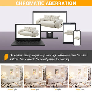 English Elm Human 78.7" Multi-Functional Foldable Sofa Bed – 3-in-1 Teddy Foam Sleeper, Removable Cushions, 2-Seater Guest Lounge Beige+White W1885P277275