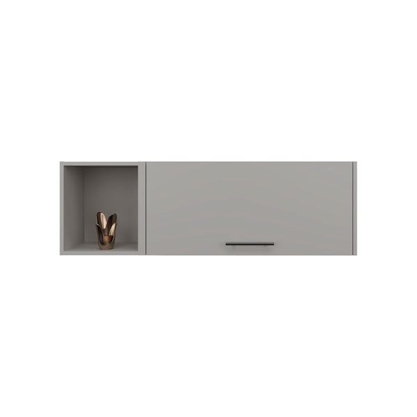 English Elm Wall Smokey Gray Shelf with Door and 3 Shelves for Bar or Living Space — Compact, Durable, Stylish Grey 37.8 L x 19.69 W x 5.91 H B097P250878