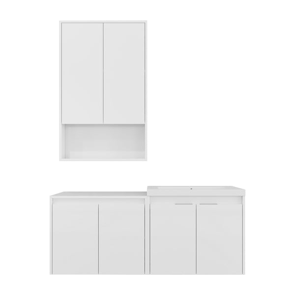 English Elm 48" Modern Bathroom Vanity With Glossy Resin Sink, Soft-Close Storage & Stylish Float Mount Design W999S00422