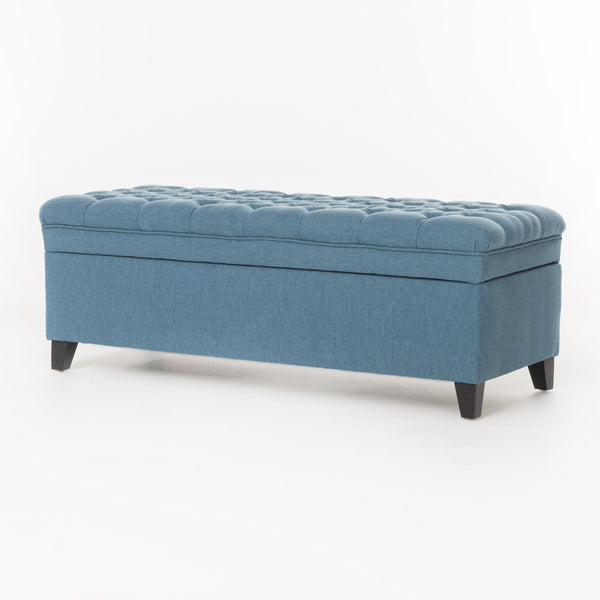 English Elm Christopher Knight Home® - Juliana Versatile Blue Storage Ottoman: Stylish Seating, Hidden Storage & Timeless Design For Any Room 57741.00BLU