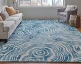 Feizy Rugs Lorrain Wool Hand Tufted Bohemian & Eclectic Rug Blue/Ivory 5' x 8'