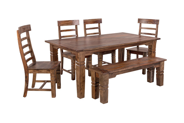 Porter Designs Porter Taos Solid Sheesham Wood 72" Dining Table With Handcrafted Design & Timeless Character Brown Wood 07-196-01-9015h