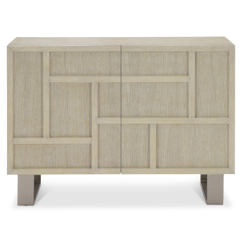 Bernhardt Bernhardt Solaria Door Chest With Dune Quartered Oak Finish, Geometric Overlays & Shiny Nickel Legs 310115