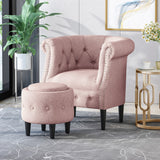 Christopher Knight Home® - Noble House - Beihoffer Petite Tufted Fabric Chair and Ottoman Set