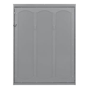 English Elm Queen Murphy Wall Bed with Integrated Shelving Foldable Mdf Cabinet for Guest Rooms Gray LP000693AAE-4