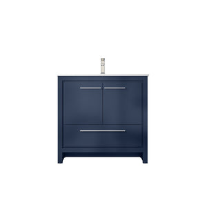 English Elm Navy Blue Bath Vanity With White Quartz Top & Brushed Nickel Faucet – Stylish Storage Solution! P1 B2731P259341-GIGA
