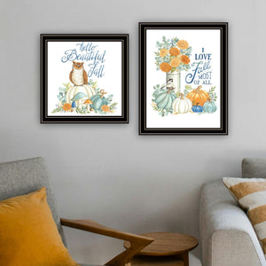 English Elm Trendy Decor 4u Two Piece Autumn Folk Art Set Black Framed Ready to Hang Seasonal Print B067P256636