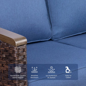 English Elm 73.6" Outdoor Pe Rattan Sofa Deep Seating Porch Couch with Thick Olefin Cushions T3773P418187