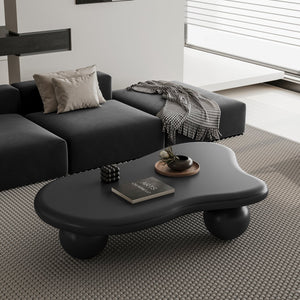 English Elm 47 Inch Cloud Shaped Coffee Table - Modern Black Centerpiece With 3 Legs For Stylish Living Rooms W1435S00015