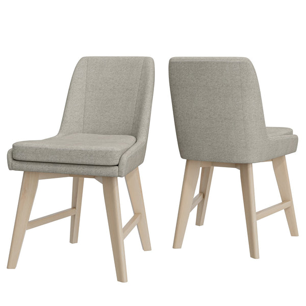 English Elm Studio Armless Linen Texture Dining Chairs with White Wash Wood Legs Set of 2 B127P495087