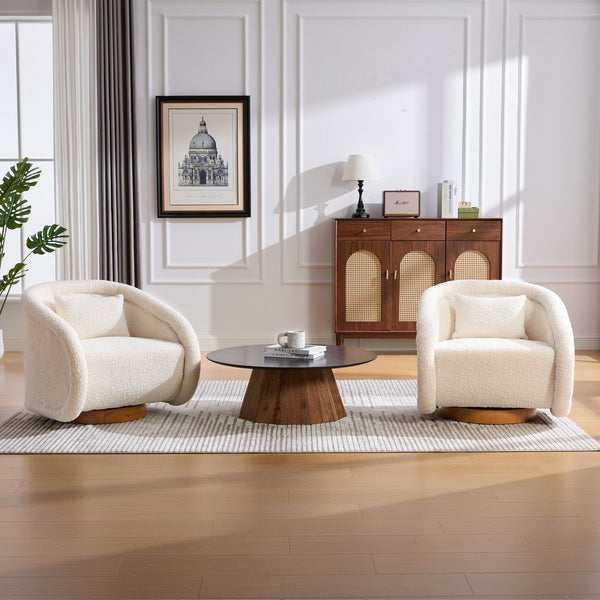 English Elm Swivel Barrel Chair Plush Teddy Fabric Pumpkin Silhouette for Living Room or Bedroom W3244P288825