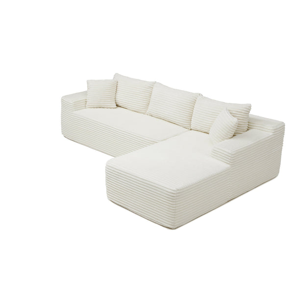 English Elm 105'' Modular Cloud Sectional with Deep Plush Corduroy Seat for Living Room Lounging W1117P377679