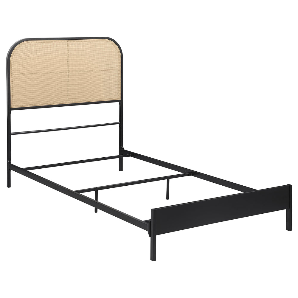 English Elm Kenneth Radio Weave Cane Full Bed Steel Frame with Woven Rattan Headboard B062P440085